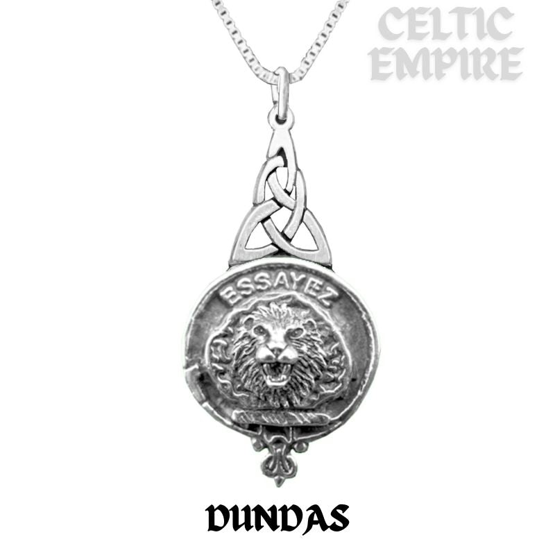 Dundas Family Clan Crest Interlace Drop Pendant