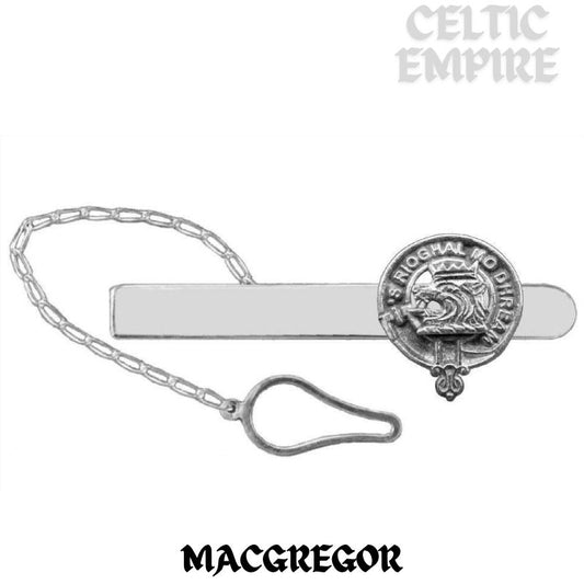 MacGregor Family Clan Crest Scottish Button Loop Tie Bar Sterling silver