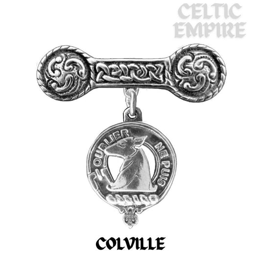 Colville Family Clan Crest Iona Bar Brooch - Sterling Silver