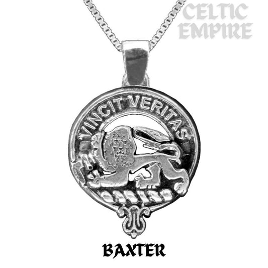 Baxter Large 1" Scottish Family Clan Crest Pendant - Sterling Silver