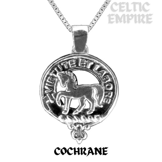 Cochrane Large 1" Scottish Family Clan Crest Pendant - Sterling Silver