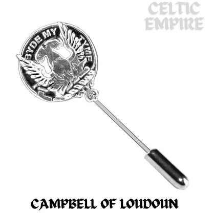 Campbell (Loudoun) Family Clan Crest Stick or Cravat pin, Sterling Silver