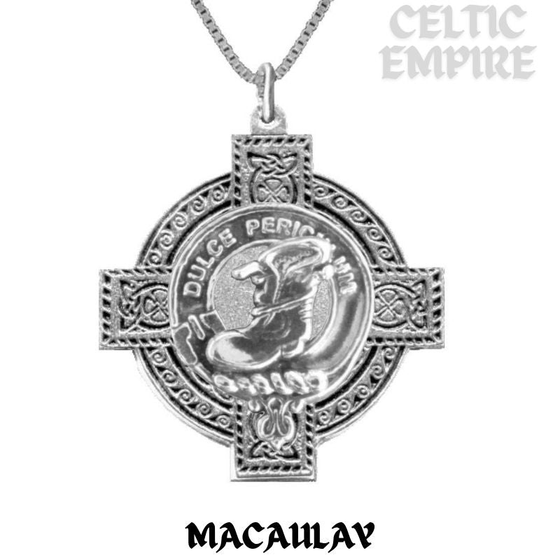 MacAulay Family Clan Crest Celtic Cross Pendant Scottish