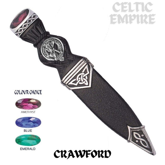 Crawford Interlace Family Clan Crest Sgian Dubh, Scottish Knife