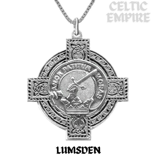 Lumsden Family Clan Crest Celtic Cross Pendant Scottish