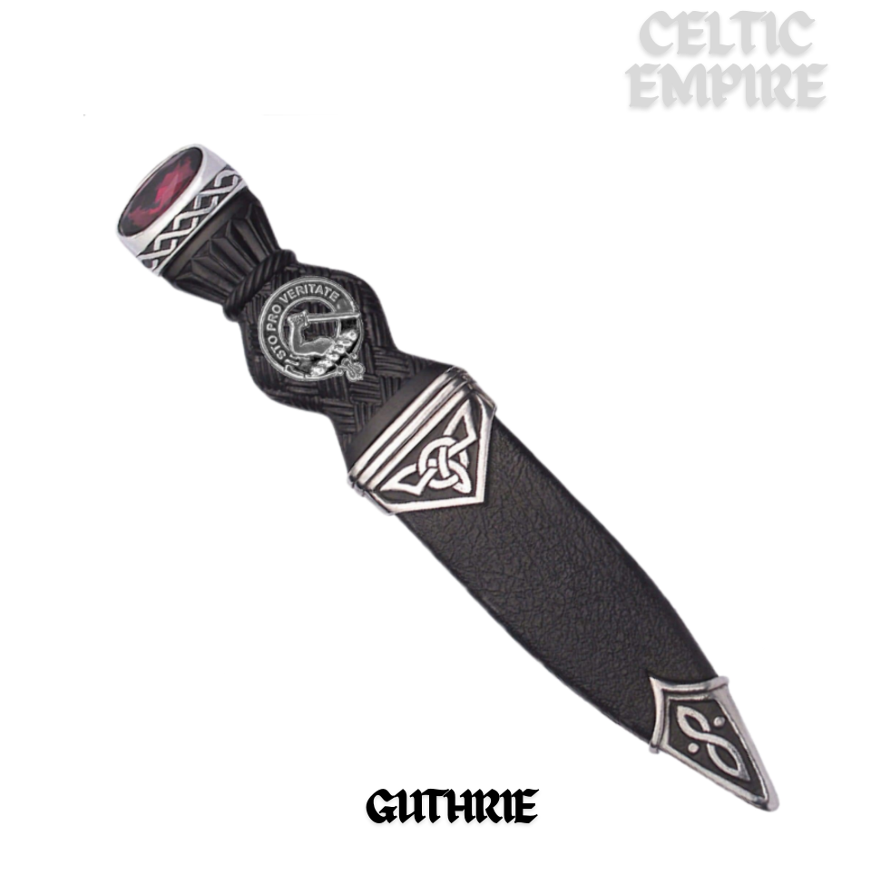 Guthrie Interlace Family Clan Crest Sgian Dubh, Scottish Knife