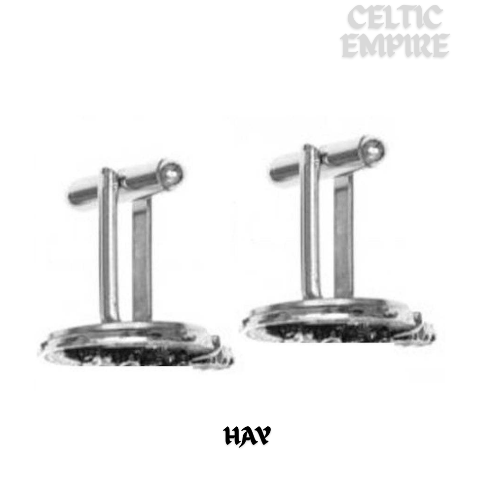 Hay Family Clan Crest Scottish Cufflinks; Pewter, Sterling Silver and Karat Gold