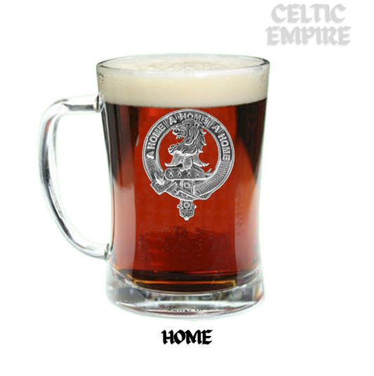 Home Crest Badge Beer Mug, Scottish Glass Tankard