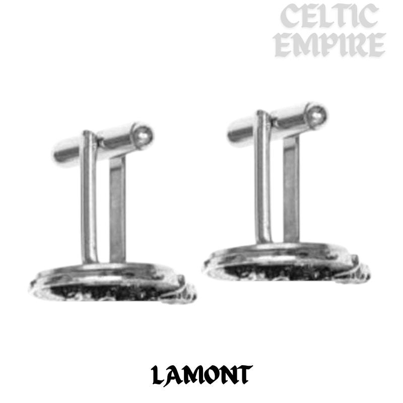Lamont Family Clan Crest Scottish Cufflinks; Pewter, Sterling Silver and Karat Gold
