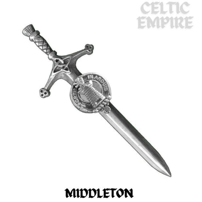 Middleton Family Clan Crest Kilt Pin, Scottish Pin
