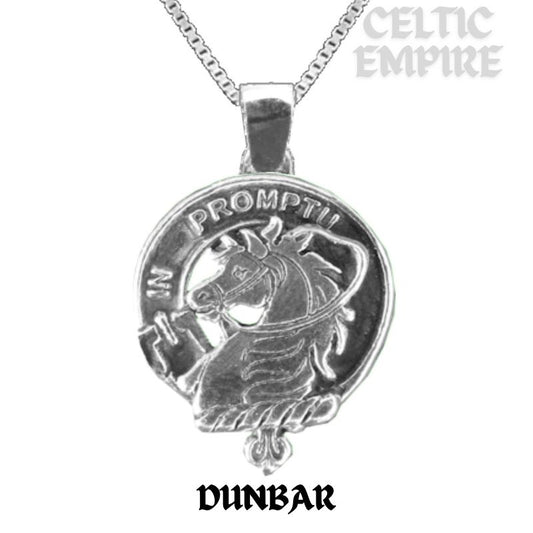 Dunbar Large 1" Scottish Family Clan Crest Pendant - Sterling Silver