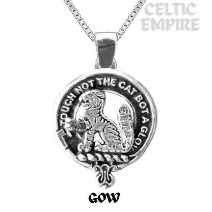 Gow Large 1" Scottish Family Clan Crest Pendant - Sterling Silver