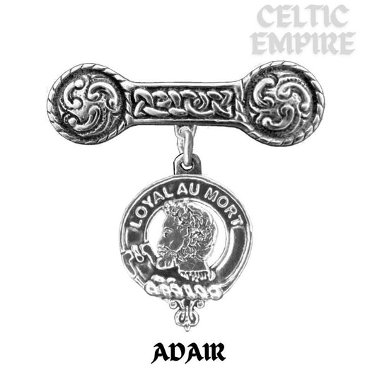 Adair Family Clan Crest Iona Bar Brooch - Sterling Silver