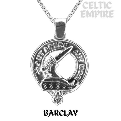 Barclay Large 1" Scottish Family Clan Crest Pendant - Sterling Silver
