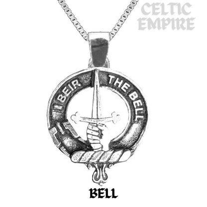 Bell Large 1" Scottish Family Clan Crest Pendant - Sterling Silver