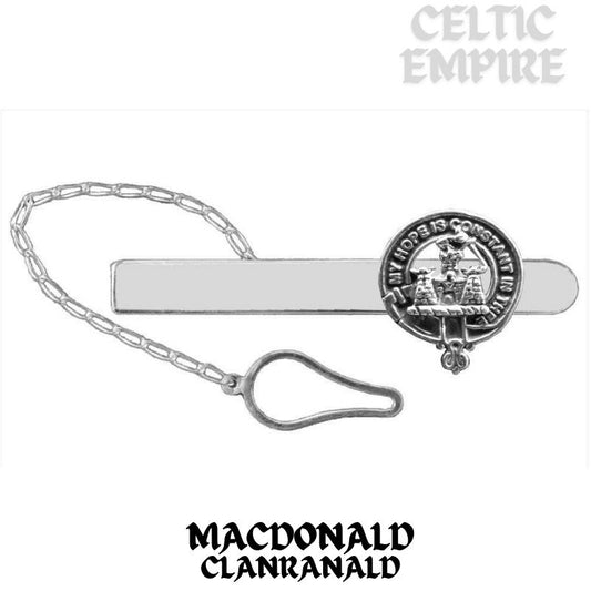 MacDonald (Family Clanranald) Family Clan Crest Scottish Button Loop Tie Bar Sterling silver