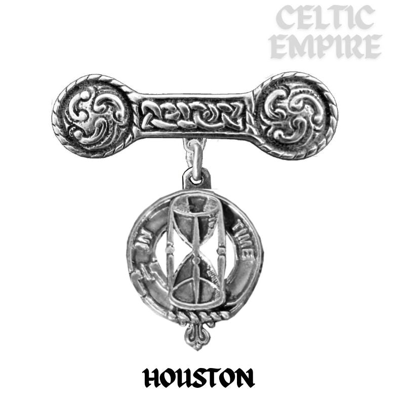 Houston Family Clan Crest Iona Bar Brooch - Sterling Silver