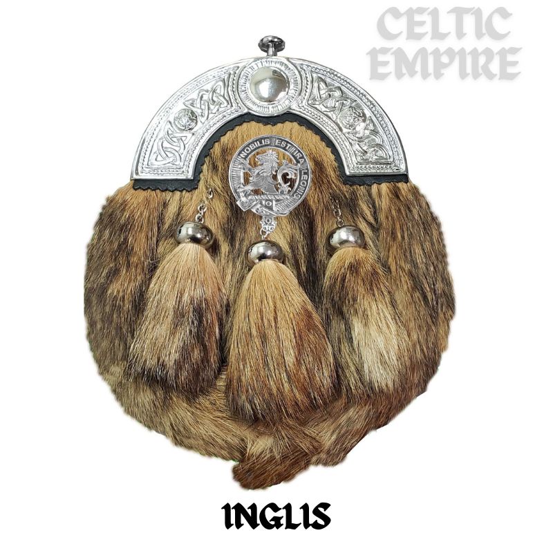 Inglis Scottish Family Clan Crest Badge Dress Fur Sporran