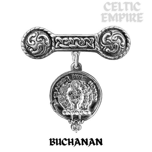 Buchanan Family Clan Crest Iona Bar Brooch - Sterling Silver