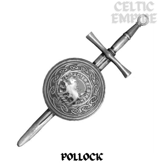 Pollock Scottish Family Clan Dirk Shield Kilt Pin