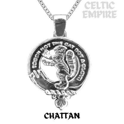 Chattan Large 1" Scottish Family Clan Crest Pendant - Sterling Silver