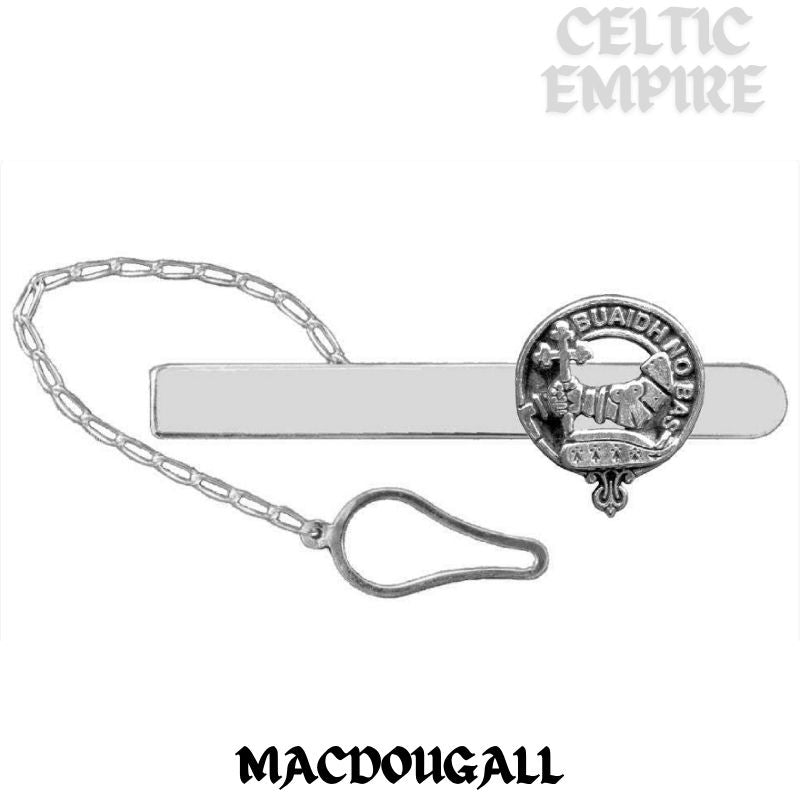 MacDougall Family Clan Crest Scottish Button Loop Tie Bar Sterling silver