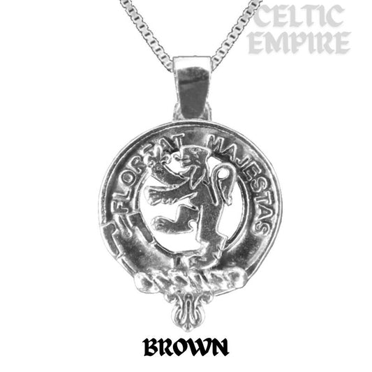 Brown Large 1" Scottish Family Clan Crest Pendant - Sterling Silver