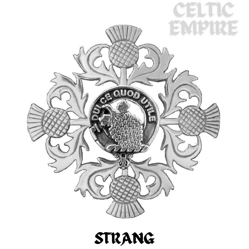 Strang Family Clan Crest Scottish Four Thistle Brooch