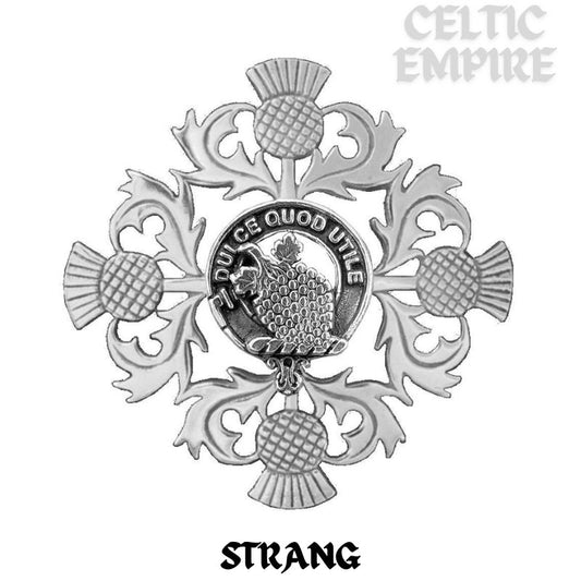 Strang Family Clan Crest Scottish Four Thistle Brooch