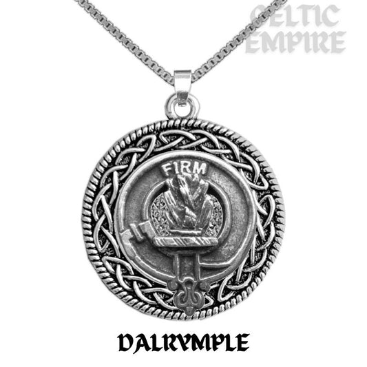 Dalrymple Family Clan Crest Celtic Interlace Disk Pendant, Scottish Family Crest