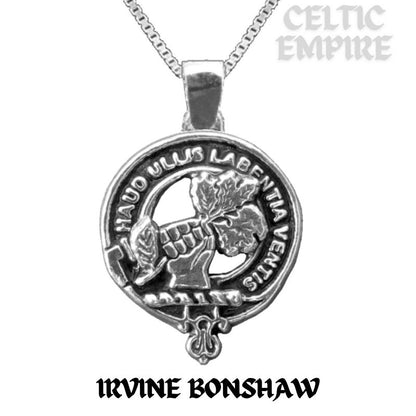 Irvine Bonshaw Large 1" Scottish Family Clan Crest Pendant - Sterling Silver