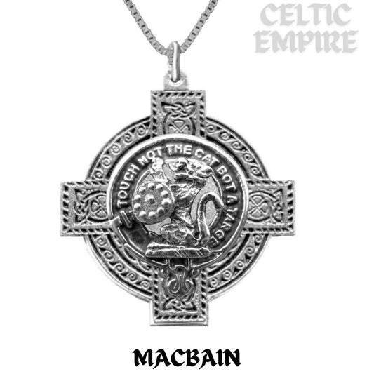 MacBain Family Clan Crest Celtic Cross Pendant Scottish