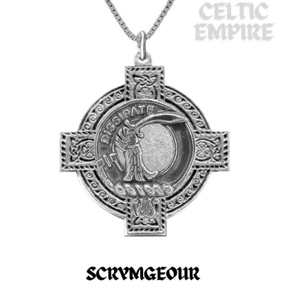 Scrymgeour Family Clan Crest Celtic Cross Pendant Scottish