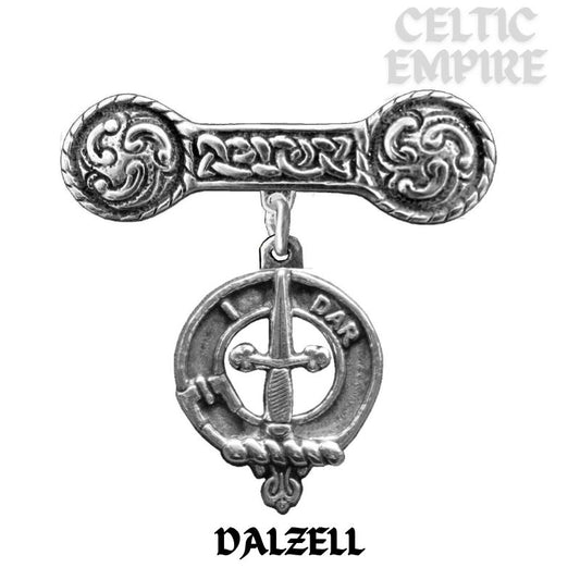 Dalzell Family Clan Crest Iona Bar Brooch - Sterling Silver