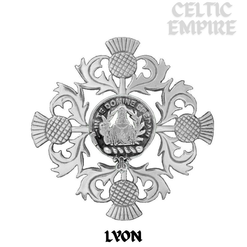 Lyon Family Clan Crest Scottish Four Thistle Brooch