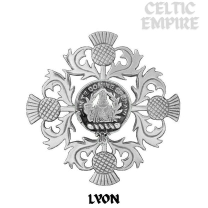 Lyon Family Clan Crest Scottish Four Thistle Brooch