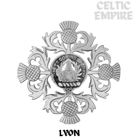Lyon Family Clan Crest Scottish Four Thistle Brooch