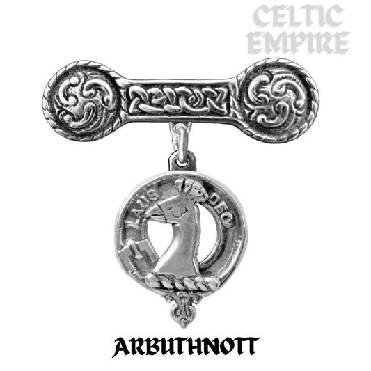 Arbuthnott Family Clan Crest Iona Bar Brooch - Sterling Silver