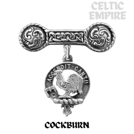 Cockburn Family Clan Crest Iona Bar Brooch - Sterling Silver