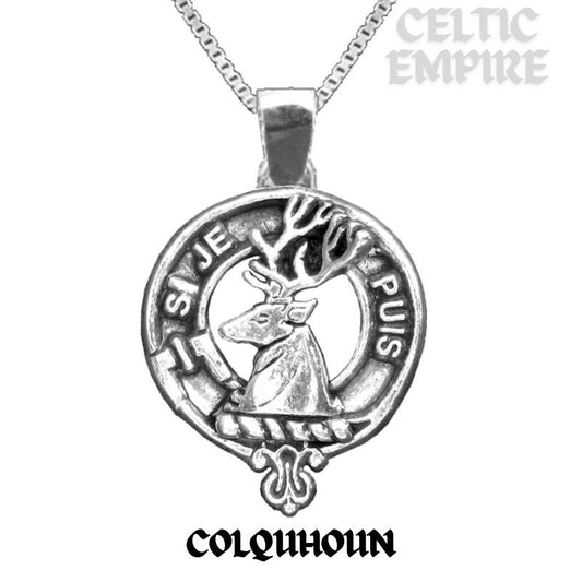 Colquhoun Large 1" Scottish Family Clan Crest Pendant - Sterling Silver
