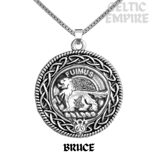 Bruce Family Clan Crest Celtic Interlace Disk Pendant, Scottish Family Crest