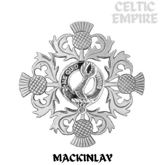 MacKinlay Family Clan Crest Scottish Four Thistle Brooch