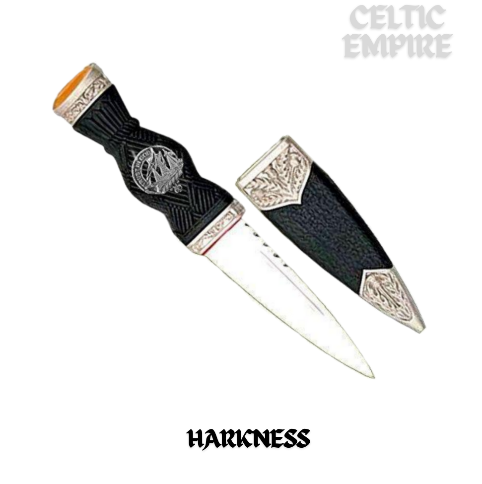 Harkness Family Clan Crest Sgian Dubh, Scottish Knife