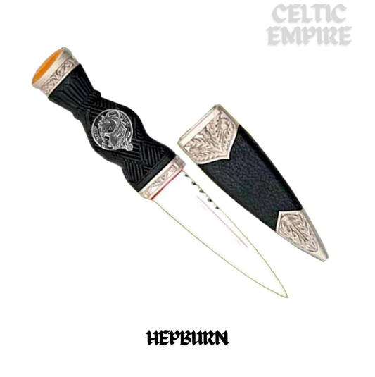 Hepburn Family Clan Crest Sgian Dubh, Scottish Knife