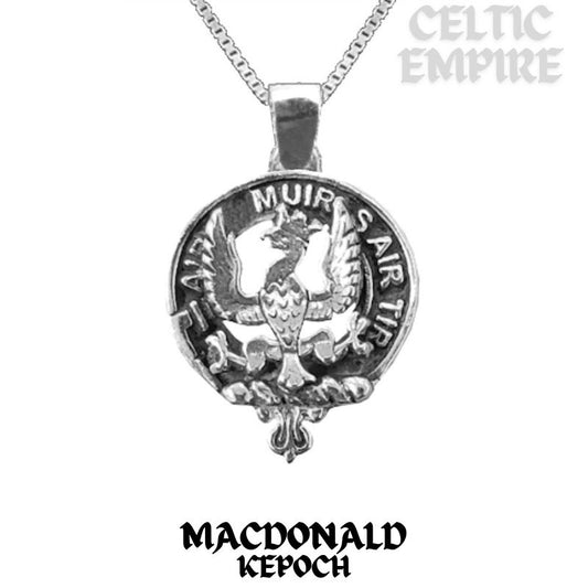 MacDonald Keppock Large 1" Scottish Family Clan Crest Pendant - Sterling Silver