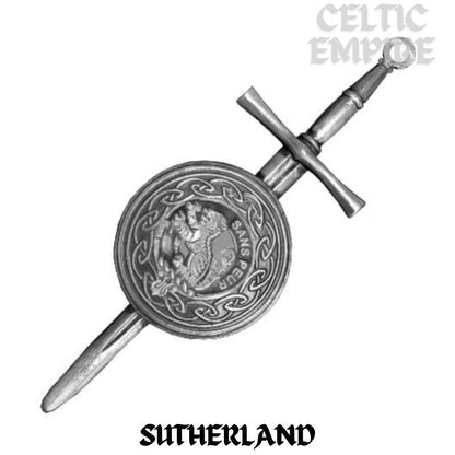 Sutherland Scottish Family Clan Dirk Shield Kilt Pin