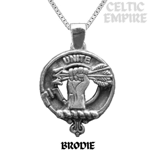 Brodie Large 1" Scottish Family Clan Crest Pendant - Sterling Silver