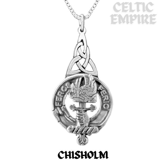 Chisholm Family Clan Crest Interlace Drop Pendant