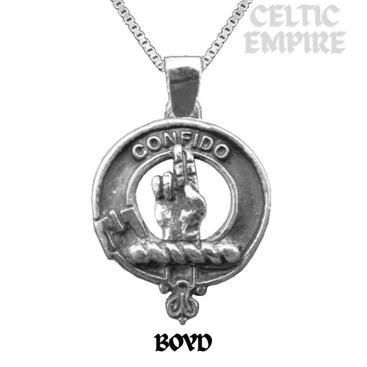 Boyd Large 1" Scottish Family Clan Crest Pendant - Sterling Silver