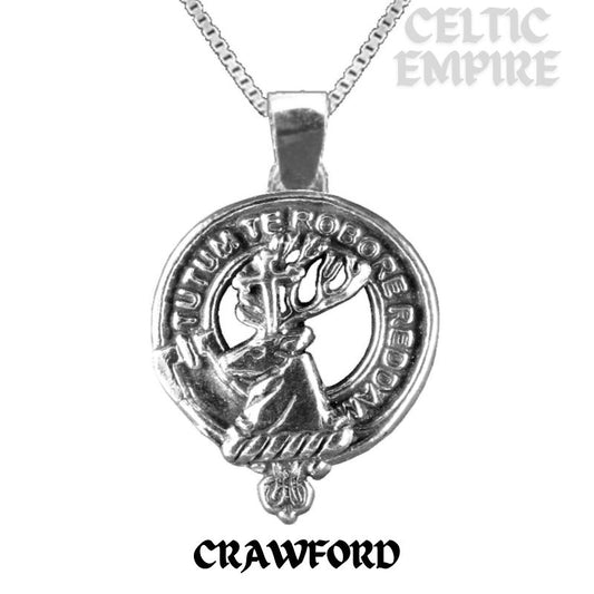 Crawford Large 1" Scottish Family Clan Crest Pendant - Sterling Silver